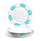 Grace Teaware Turquoise Gold Scallop Fine Porcelain Dinner Plate set of 4