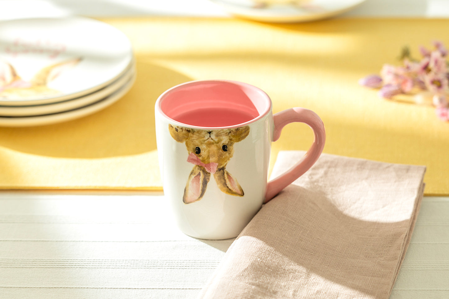 Hello Spring Pink Bunny Mug