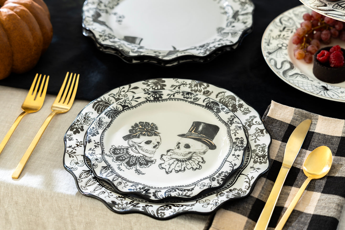 Halloween Victorian Skulls Dessert/Dinner Plate