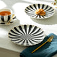 Black and White Scallop Fine Porcelain Dessert / Dinner Plate