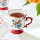 Crimson Blossom Fine Porcelain Footed Mug