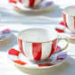 Red Gold Scallop Fine Porcelain Dessert / Dinner Plate