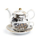 Grace Teaware Black Gold Peony Fine Porcelain Tea For One
