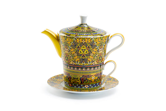 Stechol Gracie China Golden Moroccan Fine Porcelain Tea For One