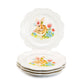 Grace Teaware Flower Bunny Scallop Pottery Salad Dessert Plate set of 4