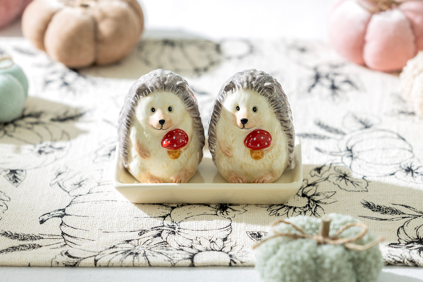 Gift Boxed Hedgehog Figurine Salt and Pepper Shaker Set