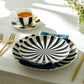 Black and White Scallop Fine Porcelain Dessert / Dinner Plate