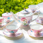 Grace Teaware Pink Flower Garden 12-piece Fine Porcelain Tea Set