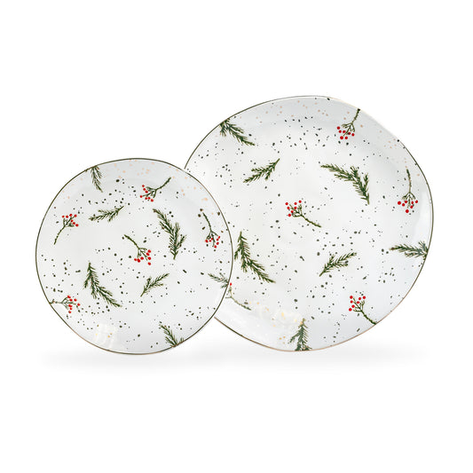 Holly Berries Organic Shape Dessert/Dinner Plate