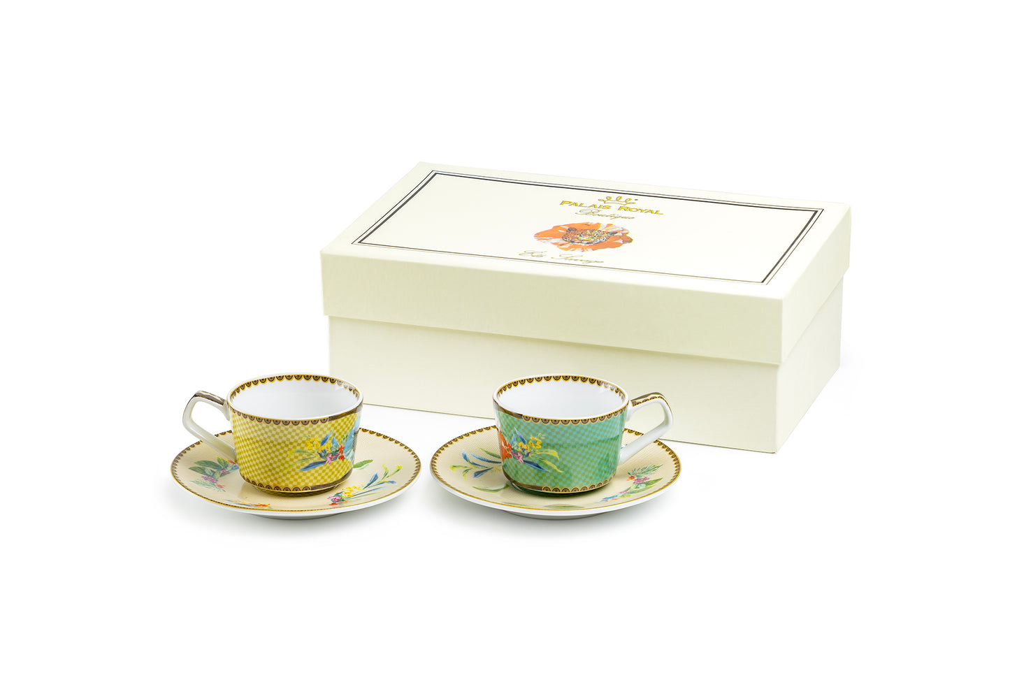 Summer Savanna Leopard Fine Porcelain 3oz Demitasse Cup and Saucer Set of 2 with Gift Box