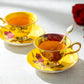 Gracie Bone China Gold Yellow Stem Rose Bone China Tea Cup and Saucer