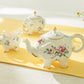 Grace Teaware Floral Rose Elephant Fine Porcelain 3-Piece Tea Set Teapot Sugar Bowl Creamer