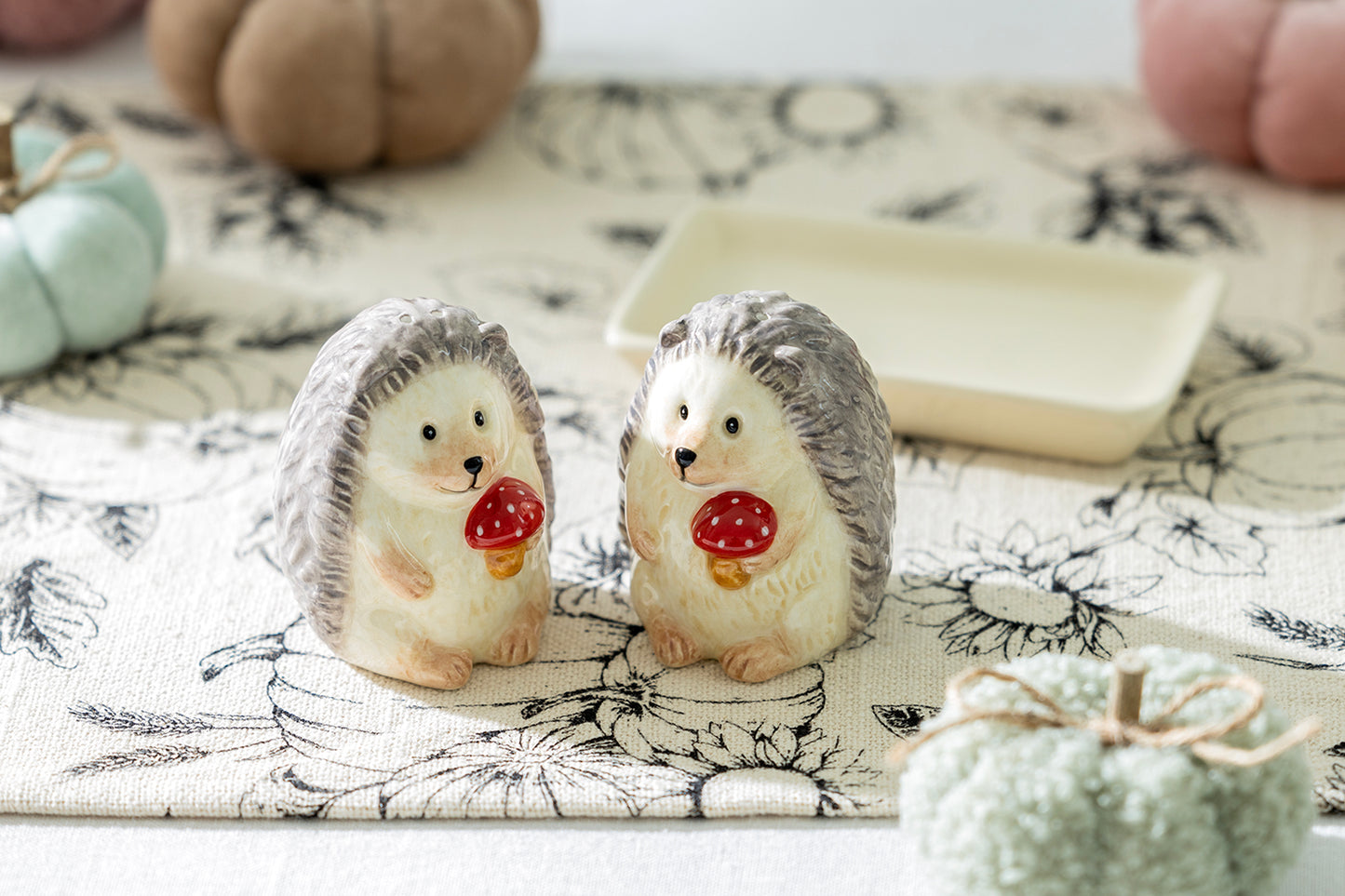 Gift Boxed Hedgehog Figurine Salt and Pepper Shaker Set