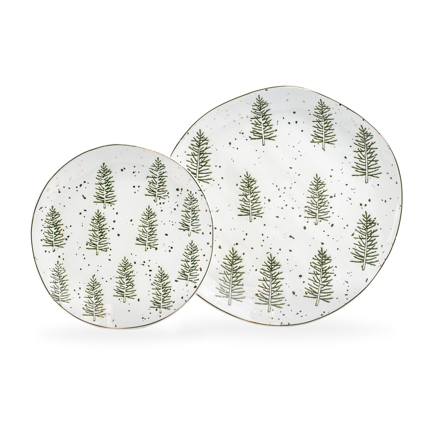 Snowy Pine Trees Organic Shape Dessert/Dinner Plate