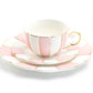 Pink and White Scallop Fine Porcelain Tea Set