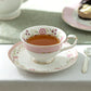 Pink Corn Flowers with Pink Rim Fine Porcelain Tea Cup and Saucer