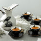 Potter's Studio Witches Brew Pitcher + 4 Raven Halloween Tea Cup and Saucer Sets