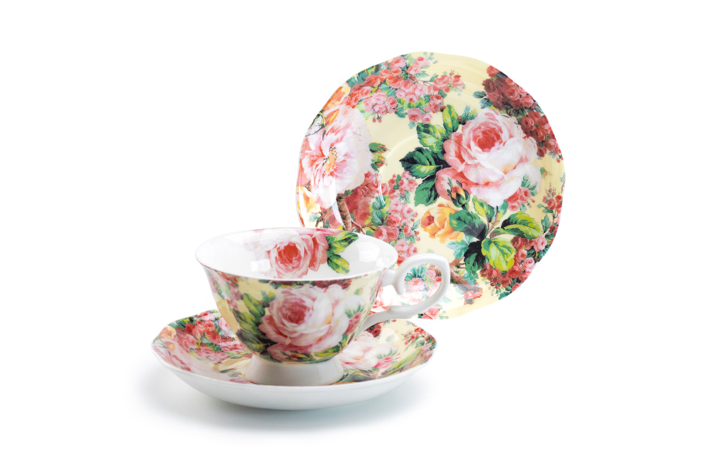 Victorian Rose Bone China Tea Cup and Saucer