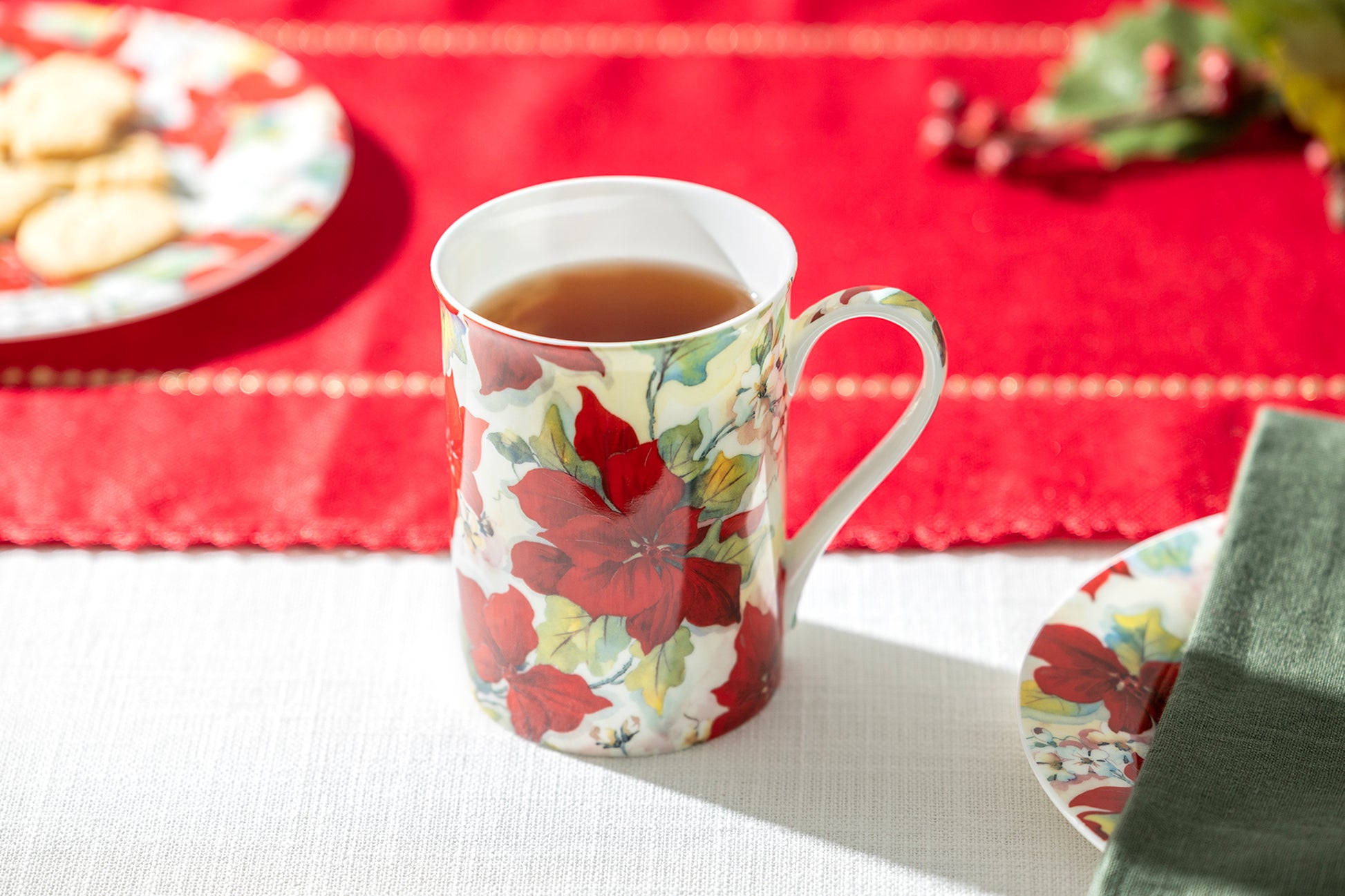 Stechcol Gracie Bone China Holiday Christmas Poinsettia Bone China Mug