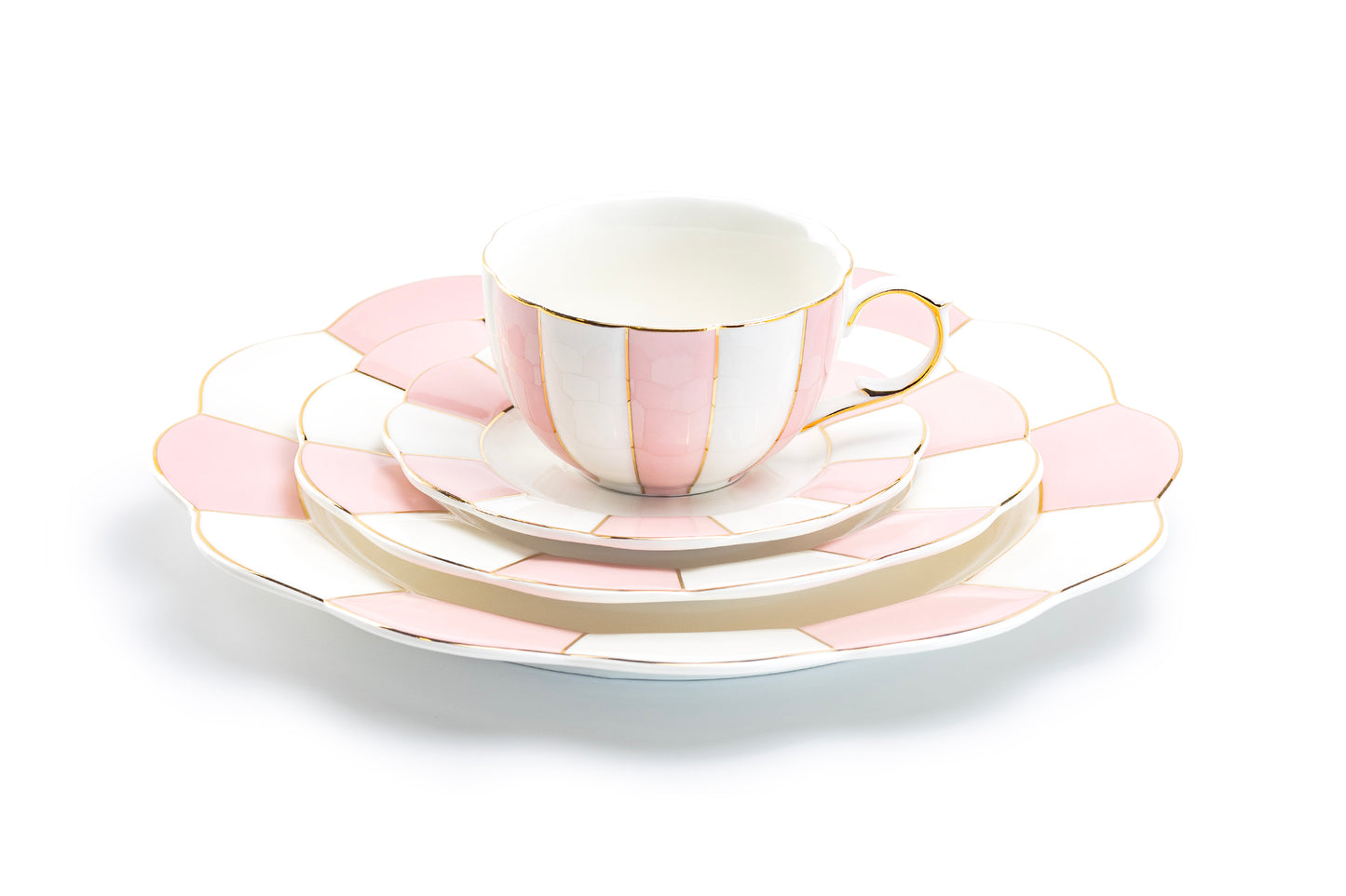 Pink Gold Scallop Fine Porcelain Dessert / Dinner Plate
