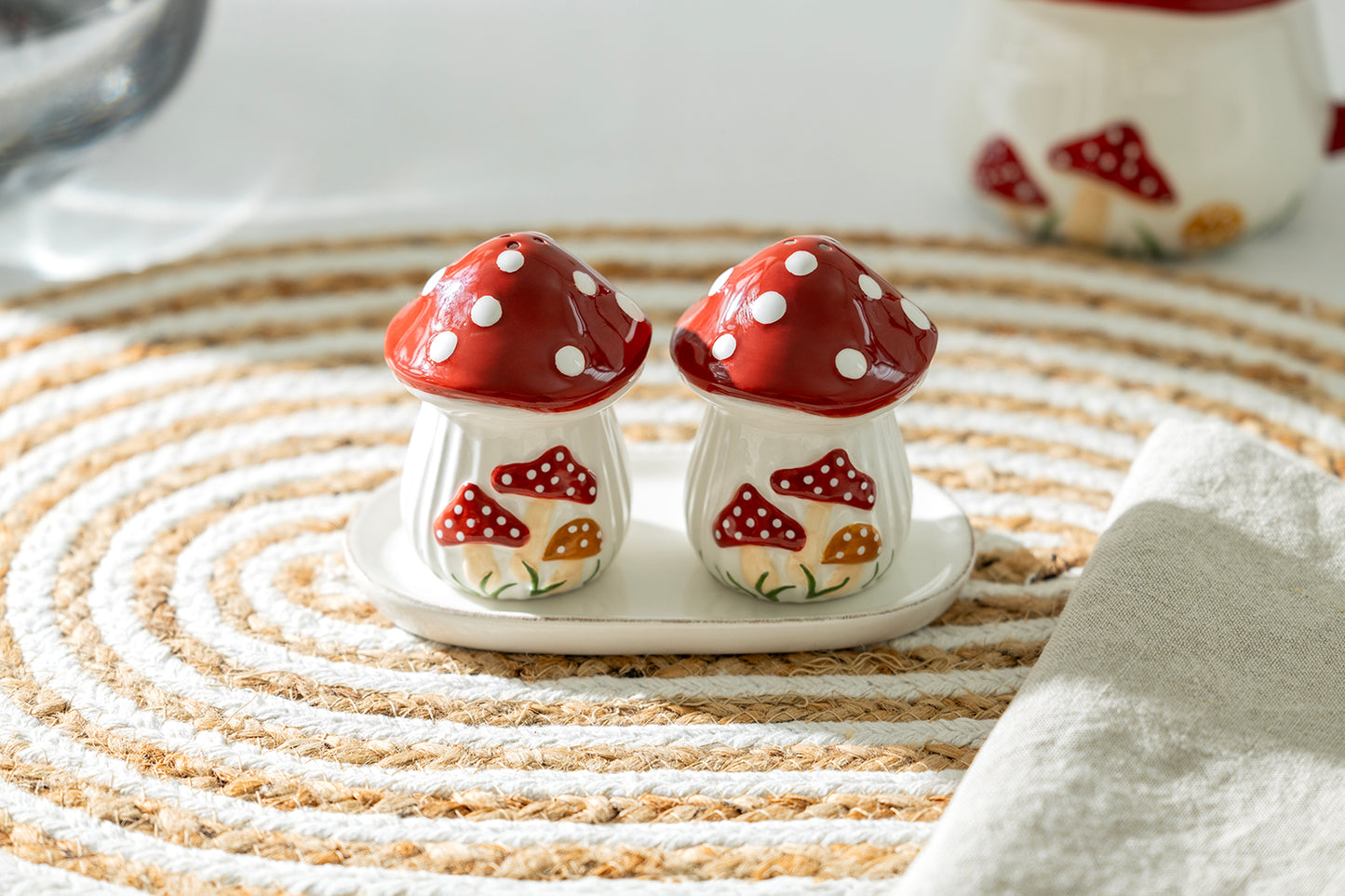 Gift Boxed Fairytale Red Mushroom Salt and Pepper Shaker Set