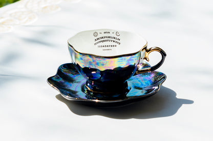 Grace Teaware Ouija Board Black Gold Luster Fine Porcelain Tea Cup and Saucer set of 1