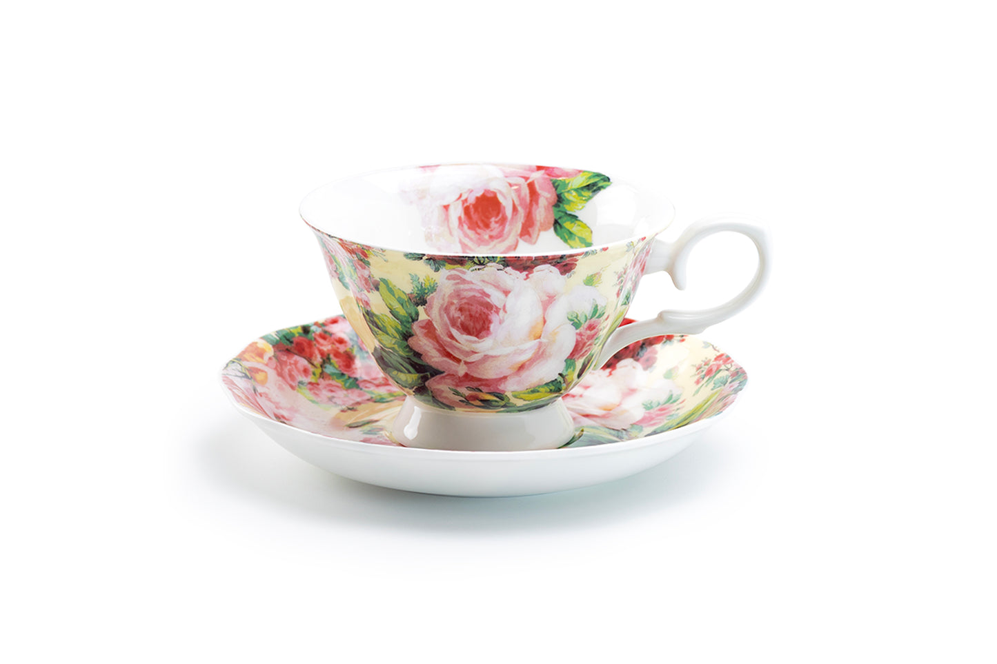 Victorian Rose Bone China Tea Cup and Saucer