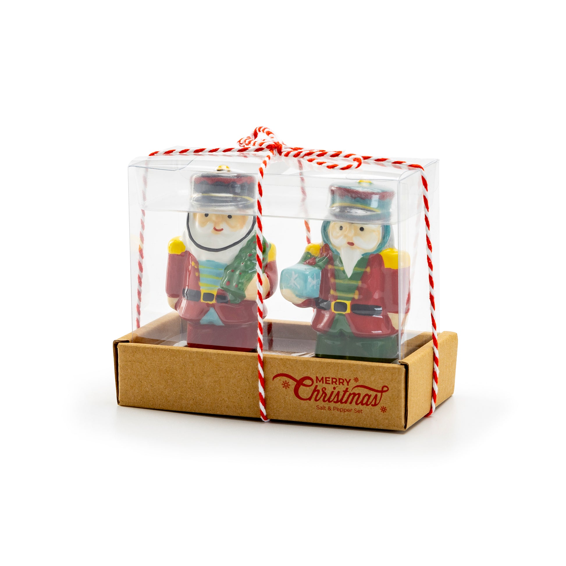 Gracie China Shop Nutcracker Figurine Salt and Pepper Shaker Set with Merry Christmas Gift Box