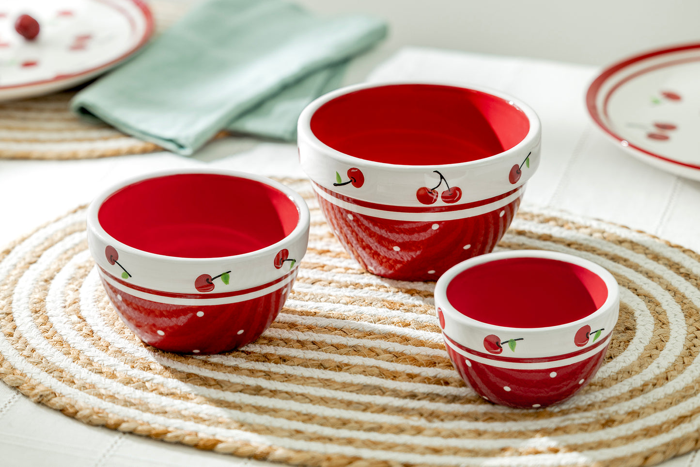 Red Cherry 3-Piece Bowl Set