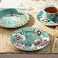 Peacock Lotus Garden Green Fine Porcelain Dessert Plate