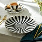 Black and White Scallop Fine Porcelain Dessert / Dinner Plate