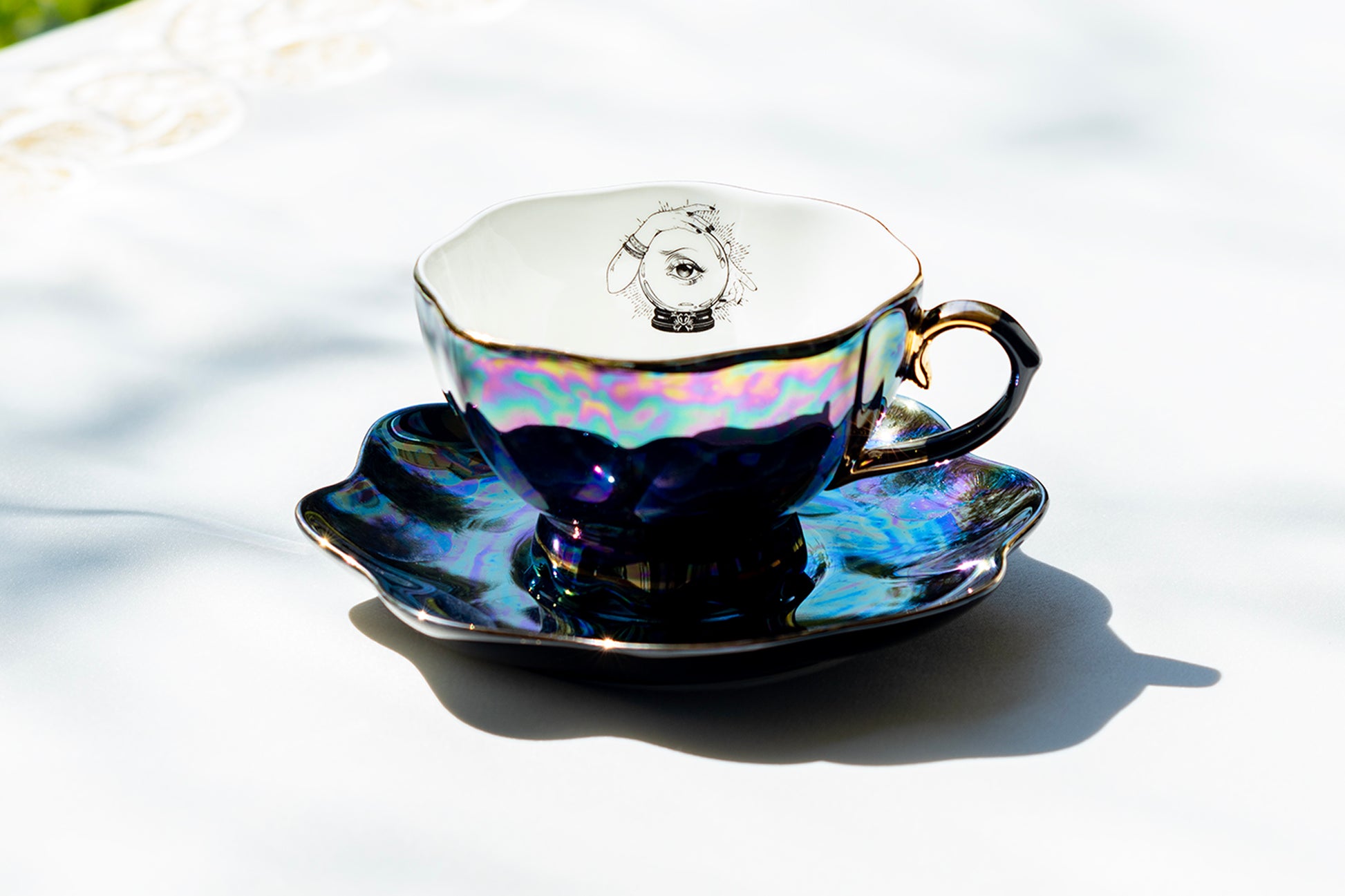 Grace Teaware gold witch eye witchy crystal ball  luster tea cup