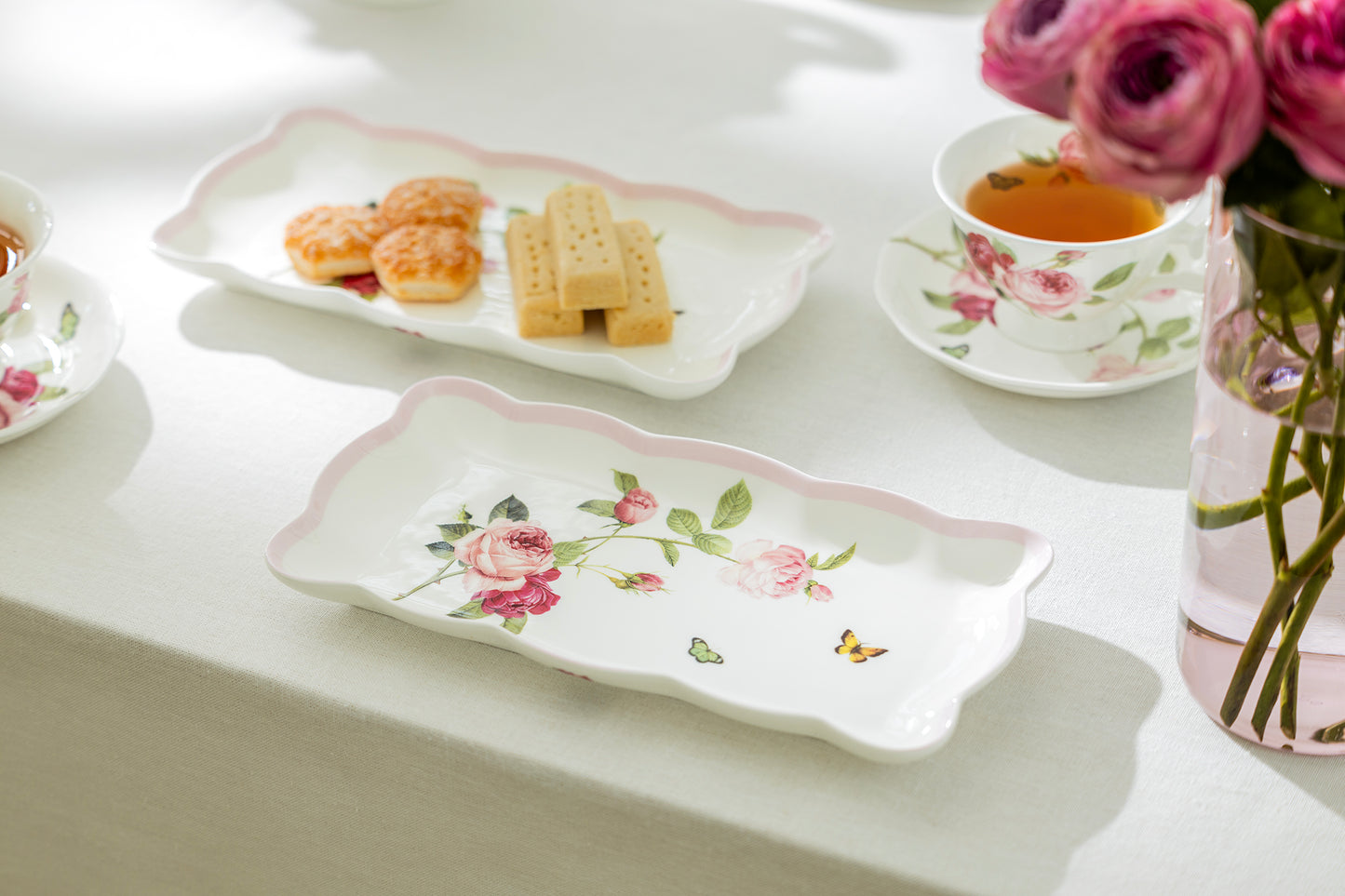 10.5" Kensington Pink Rose Bone China Serving Tray