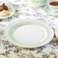 Mint Green Stripe with Gold Dots Fine Porcelain Dessert/Dinner Plate