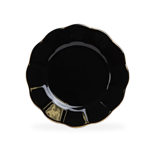 Black Gold Scallop Fine Porcelain Dessert/Salad Plate