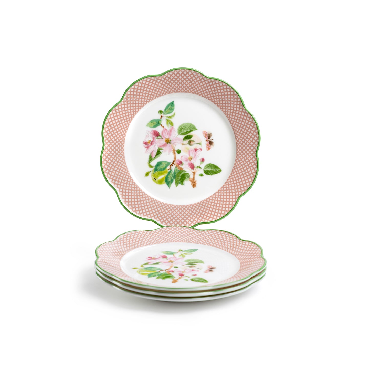 Apple Blossom Pink Lattice Bone China Appetizer Plate