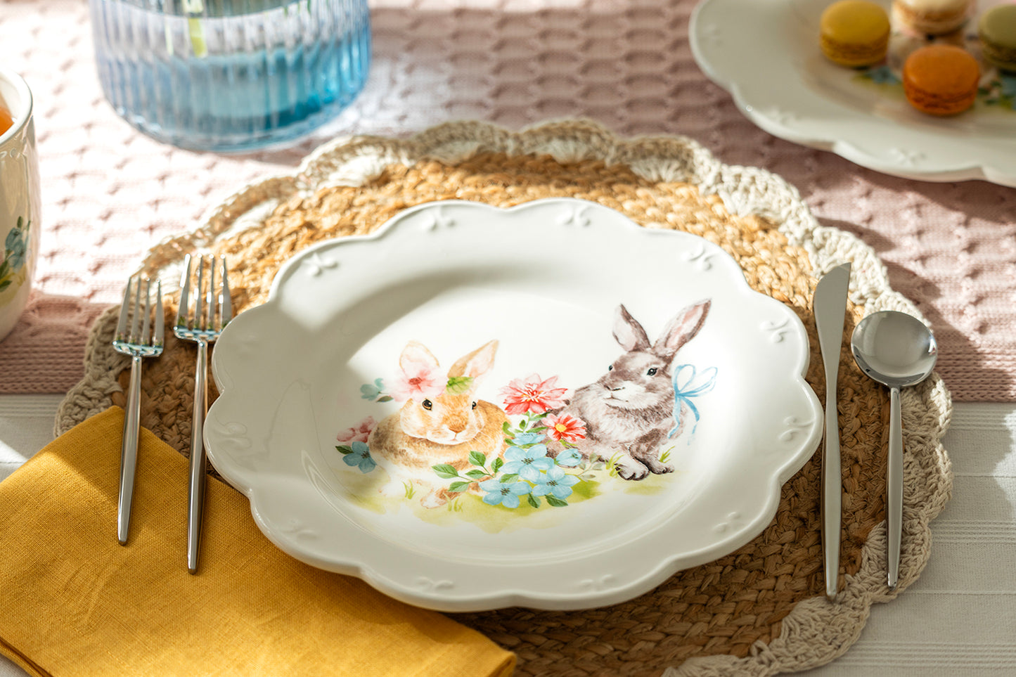 Flower Bunny Scallop Dessert / Dinner Plate