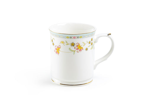 Yellow Corn Flowers with Mint Rim Fine Porcelain Mug