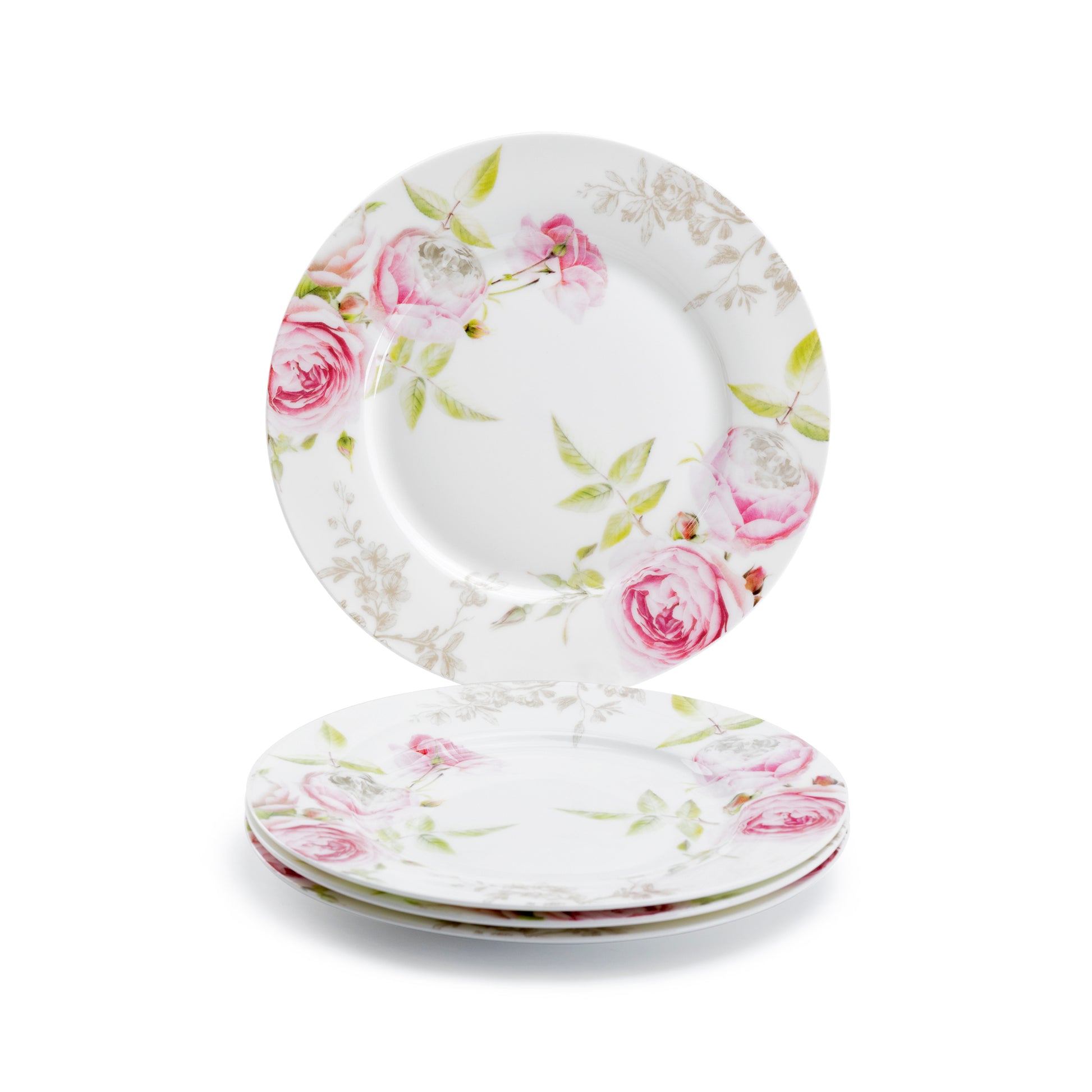 Stechcol Gracie Bone China 7.5" Beau Rose Bone China Dessert Salad Plate Set of 4