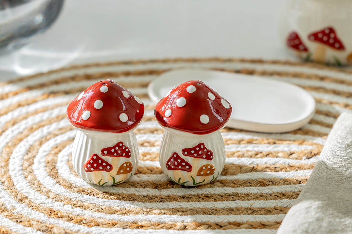 Gift Boxed Fairytale Red Mushroom Salt and Pepper Shaker Set