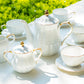 Grace Teaware White Gold Scallop Fine Porcelain 11-Piece Tea Set