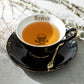 Arsenic Skull Black Gold Tea Cup and Saucer