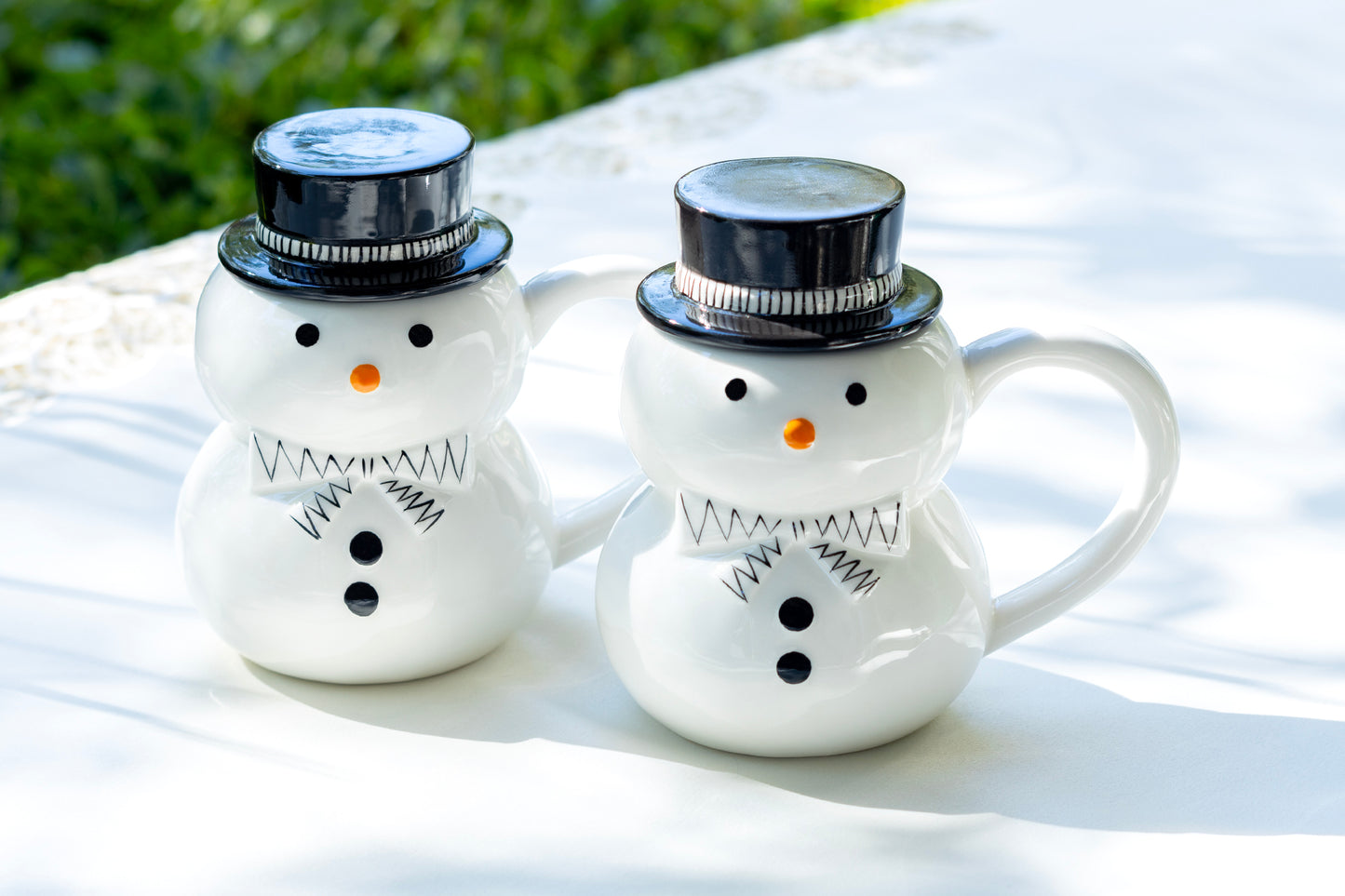 Potter's Studio Snowman Coffee Mug with Lid Holiday Christmas Snowman mugs