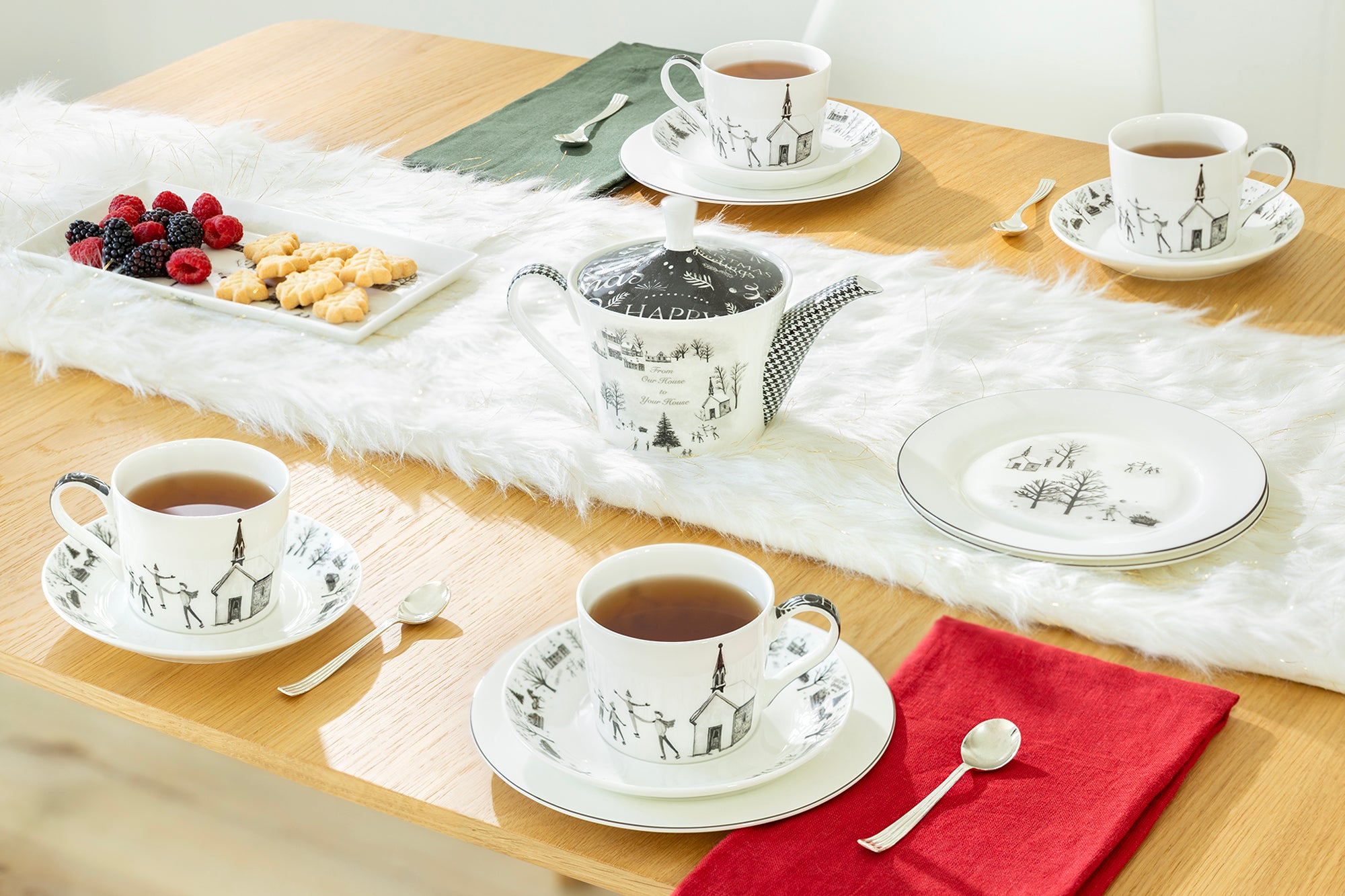 Stechcol Gracie Bone China Winter Wonderland Ski Village Bone