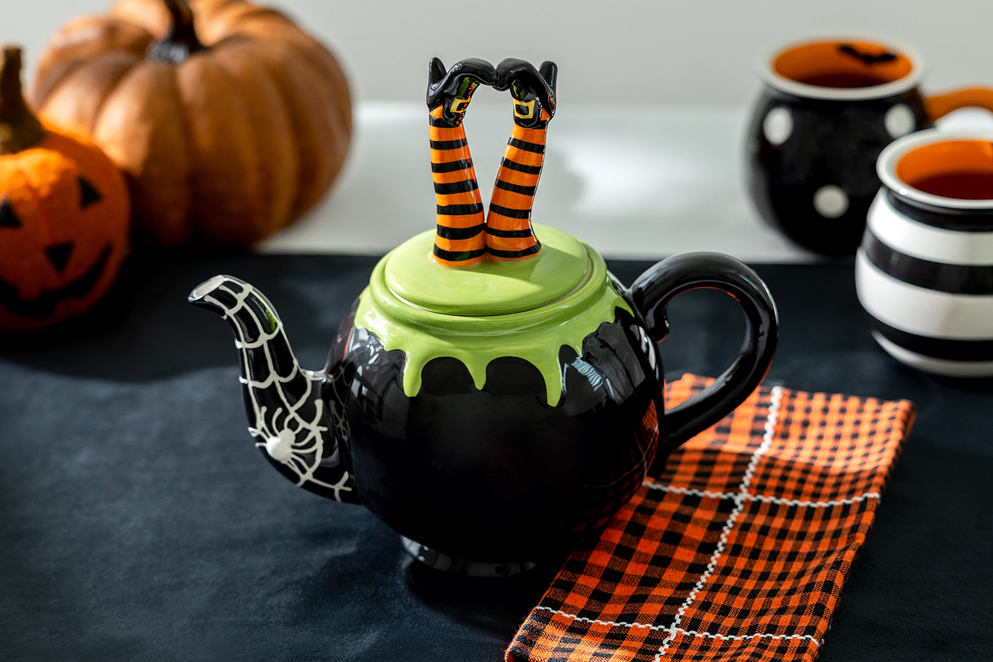 HTF shops Potter's Studio Witch Halloween Teapot Cream & Sugar