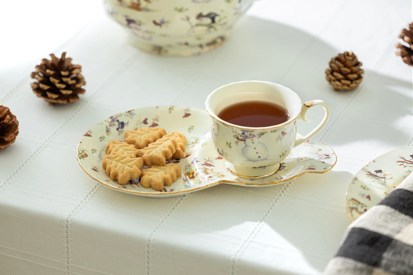 Grace Teaware Christmas Holiday Snowman Tea's Snack Set