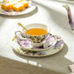 Purple Gold Pansy Bone China 9-Piece Tea Set