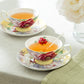 Red Peony Yellow Bone China Cup and Saucer