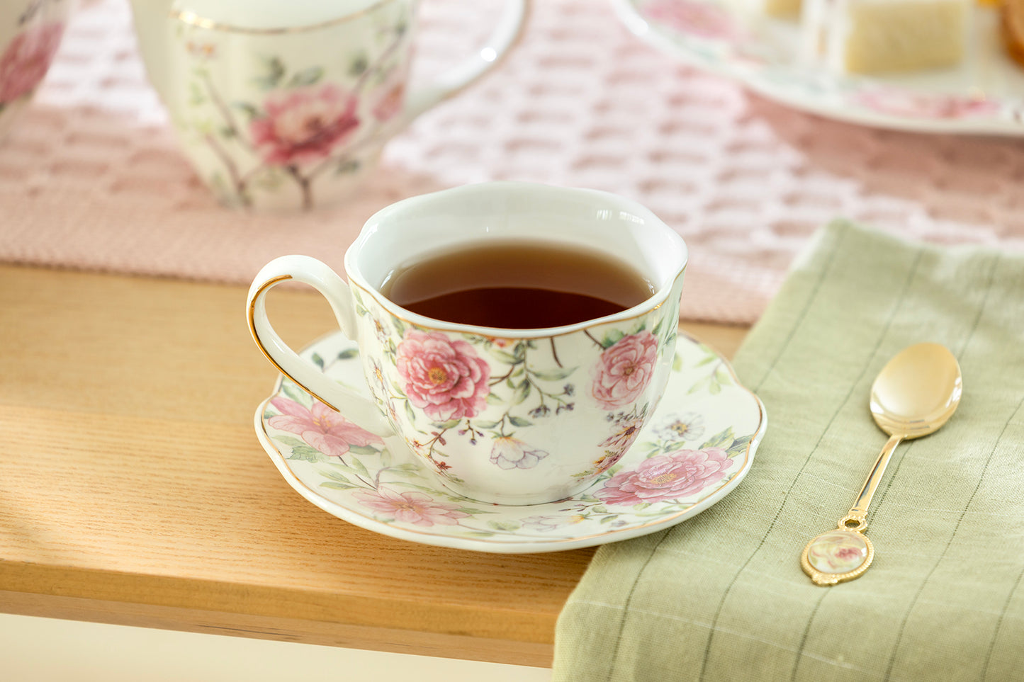 Pink Camellia Fine Porcelain Tea Set