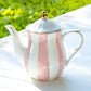 Grace Teaware Pink and White Scallop Fine Porcelain Teapot